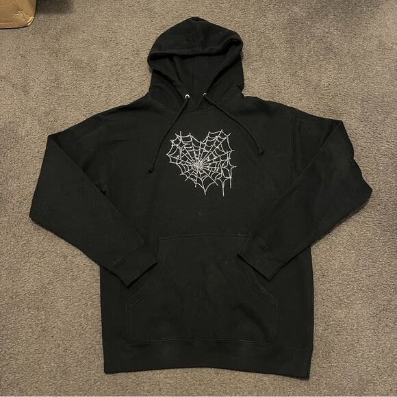 Seven Emotions Rhinestone Spider Web Heart Hoodie - Picture 2 of 5